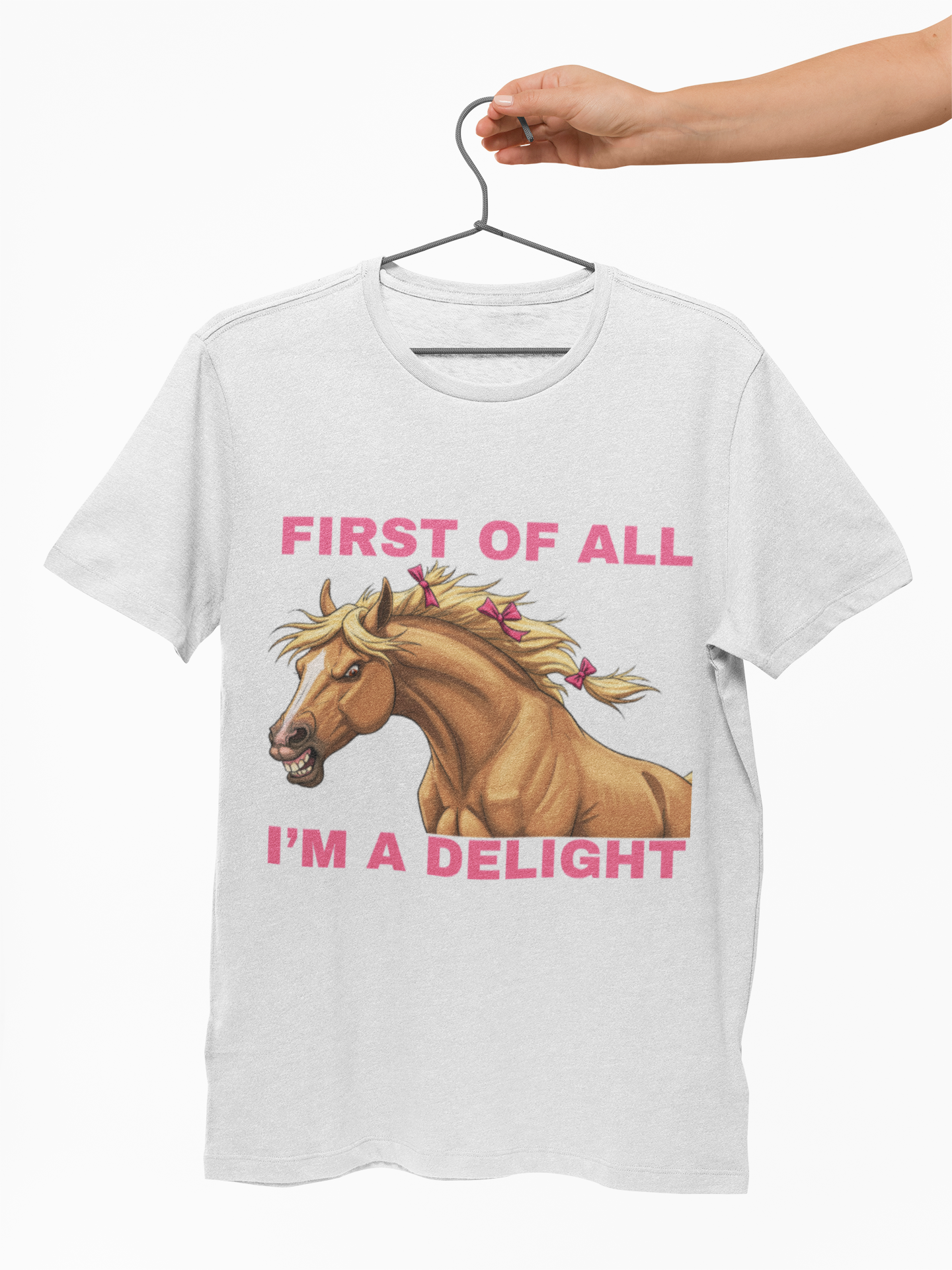 Funny Horse Lover Tee - "First of All I'm a Delight" Unisex Short Sleeve Shirt