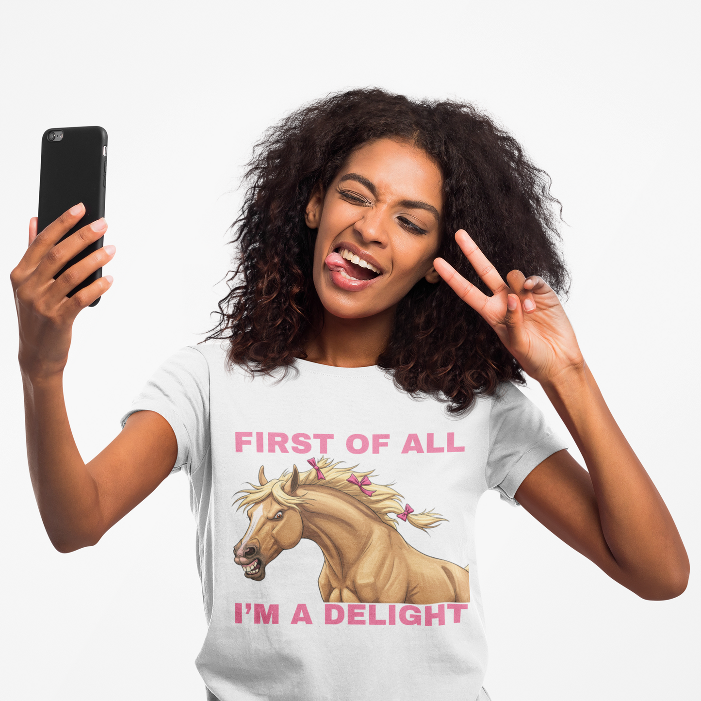 Funny Horse Lover Tee - "First of All I'm a Delight" Unisex Short Sleeve Shirt