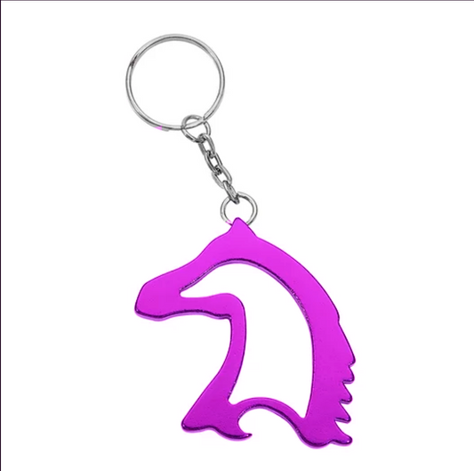 Purple Horse Head Keychain Bottle Opener