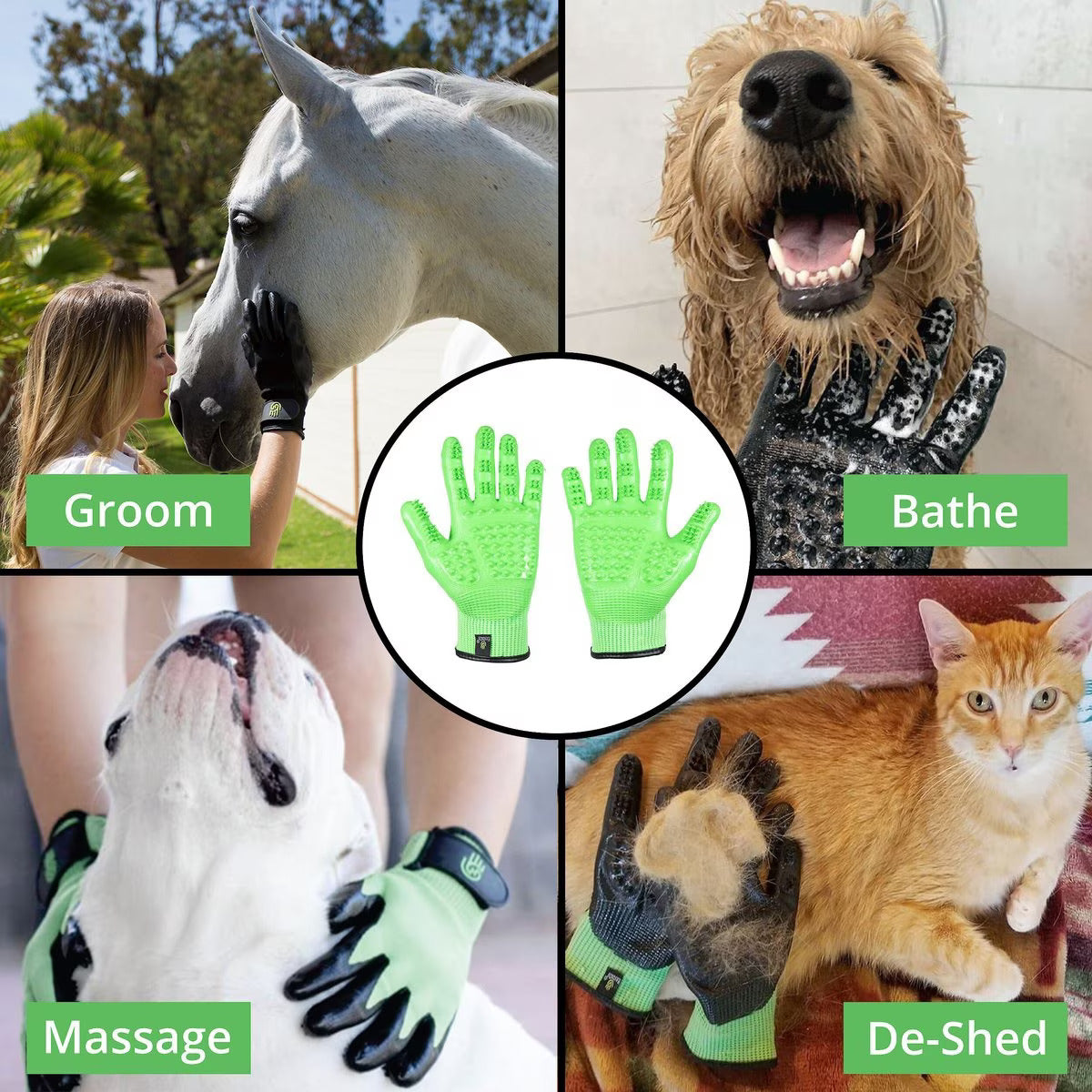 HandsOn All-In-One Pet Bathing & Grooming Gloves